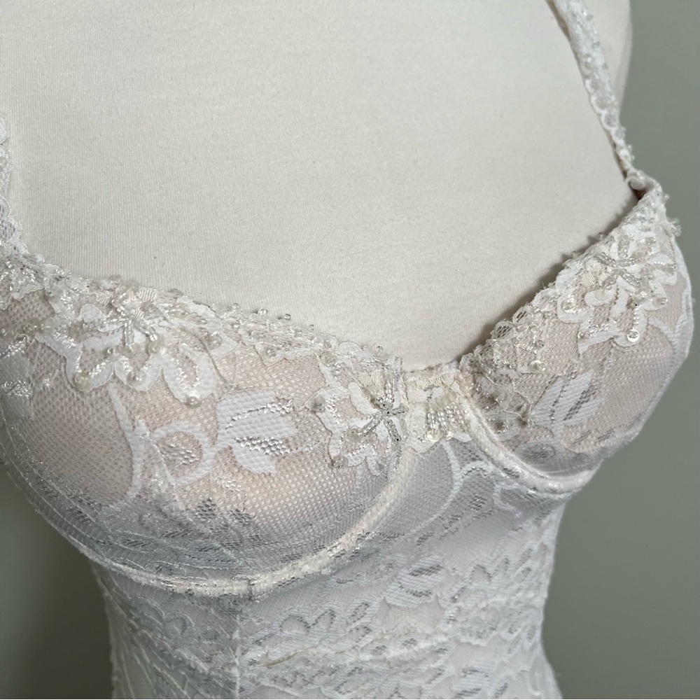 Vintage Lace Bustier Top Ivory Fairycore Corset Camisole Bridal XS - Picture 3 of 7